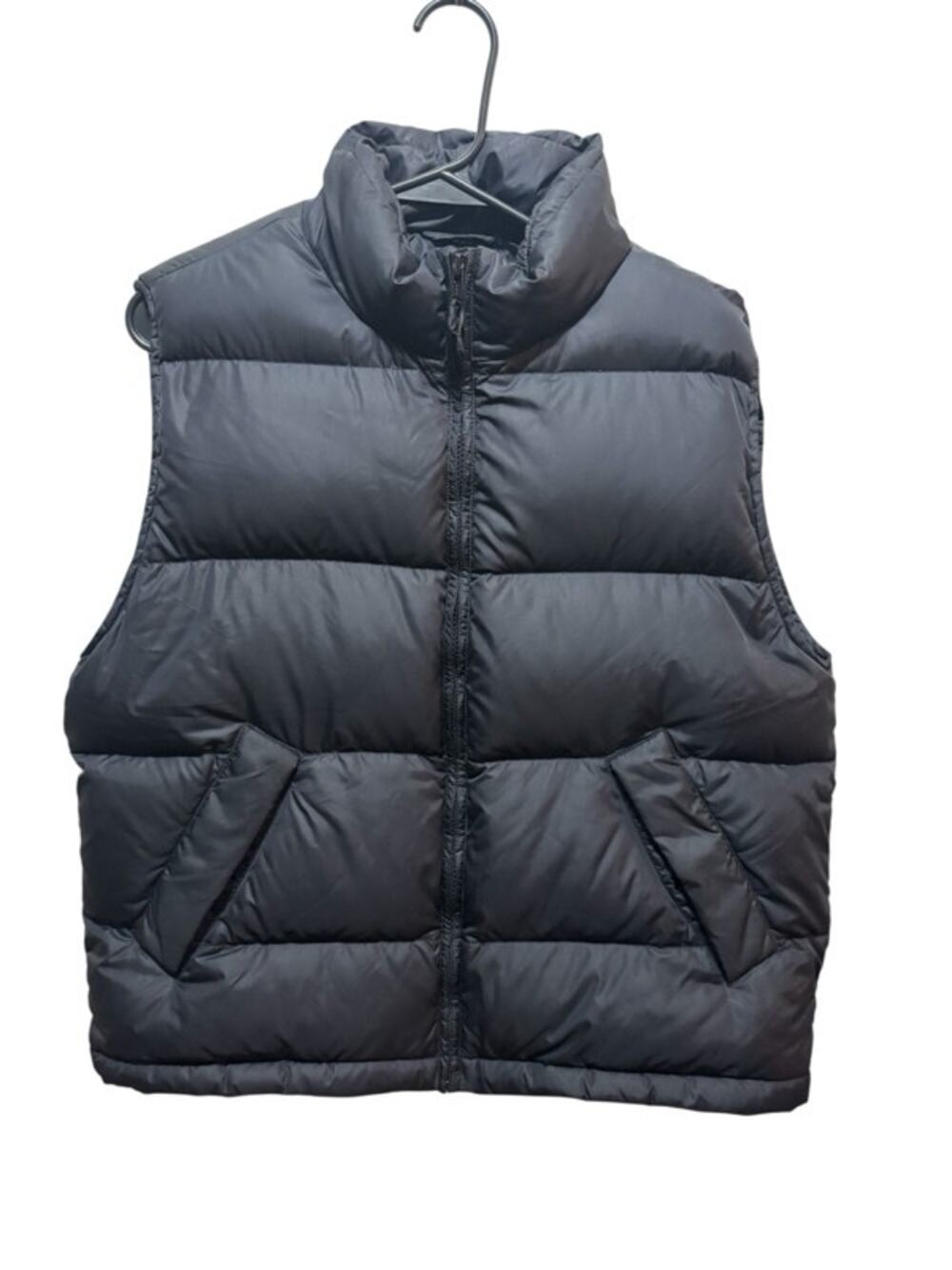 Land's End 100% Goose Down Vest Puffer Black Quilted Snap Button Women's Medium
